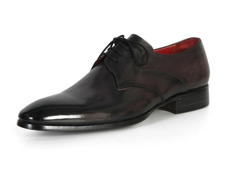 Paul Parkman Men's Hand-Painted Leather Derby Shoes in Anthracite Black - Image 3