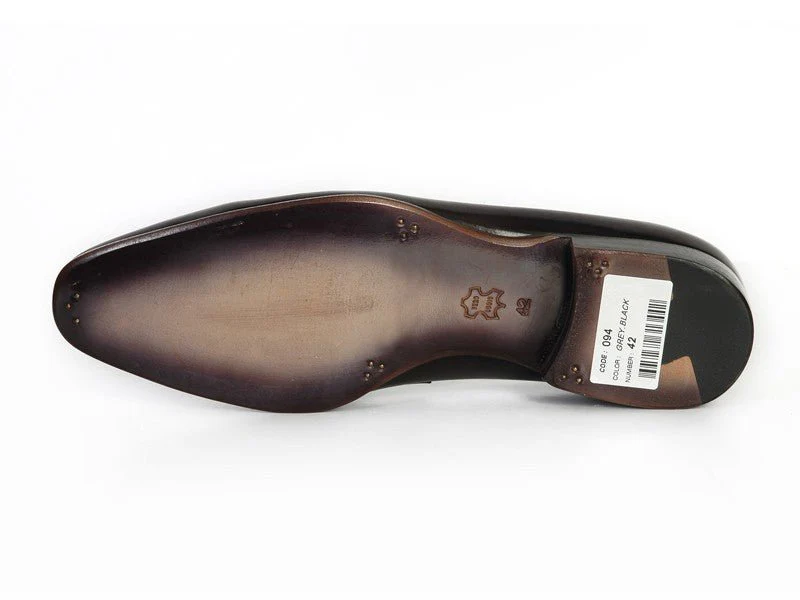 Paul Parkman Men's Hand-Painted Leather Loafers in Black and Gray - Image 3
