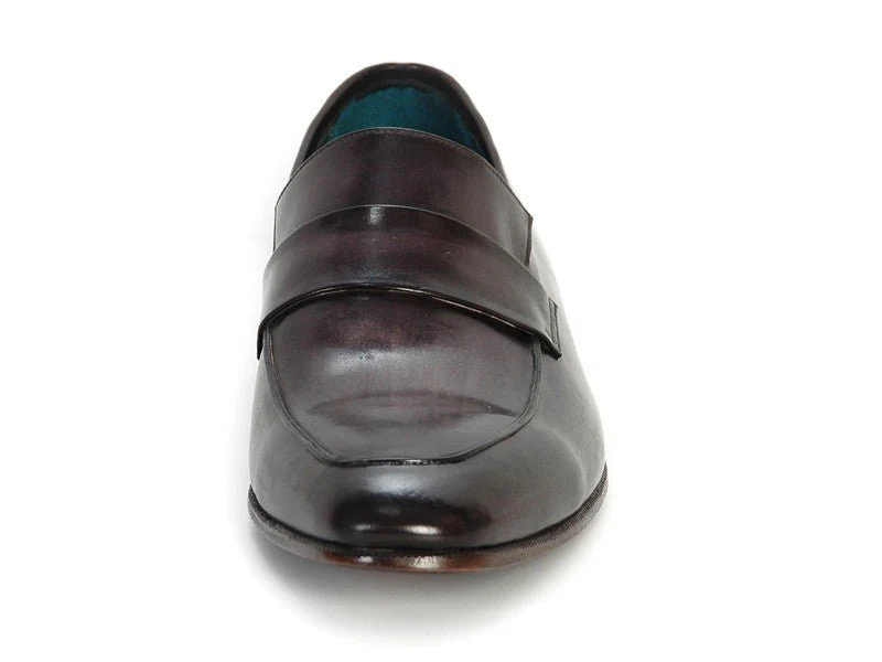 Paul Parkman Men's Hand-Painted Leather Loafers in Black and Gray - Image 4