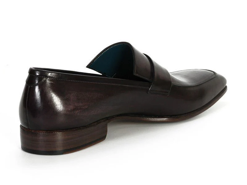 Paul Parkman Men's Hand-Painted Leather Loafers in Black and Gray - Image 5