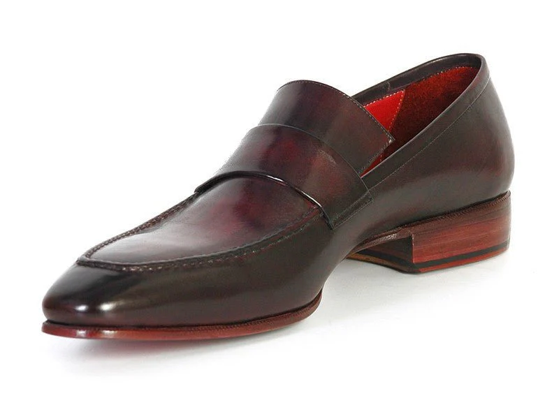 Paul Parkman Men's Hand-Painted Leather Loafers in Purple and Black - Image 2
