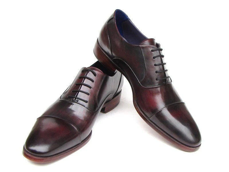 Paul Parkman Men's Hand-Painted Leather Oxfords in Black and Purple - Image 3