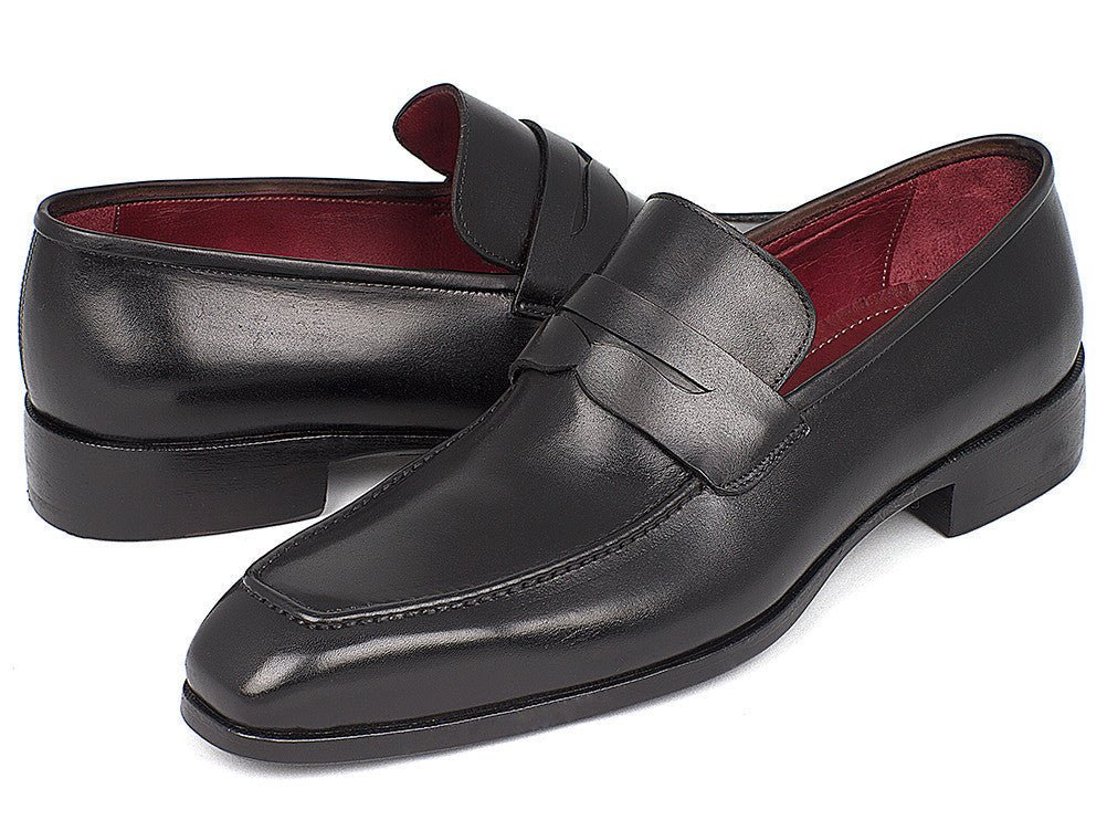 Paul Parkman Men's Hand-Painted Leather Penny Loafers in Black - Image 2