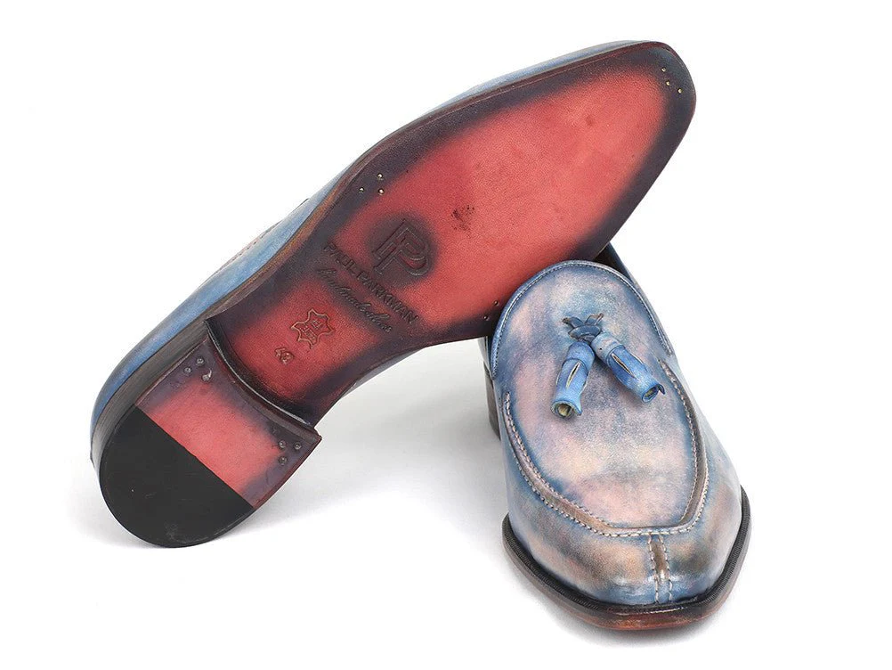 Paul Parkman Men's Hand-Painted Leather Tassel Loafers in Lila - Image 3