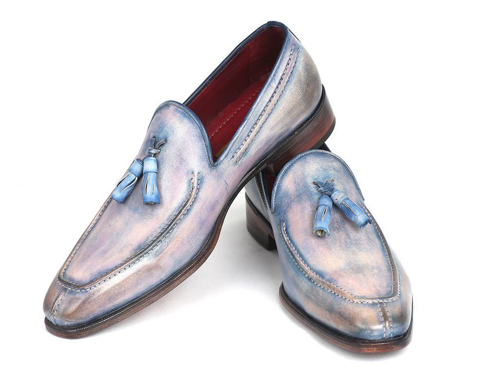 Paul Parkman Men's Hand-Painted Leather Tassel Loafers in Lila - Image 4