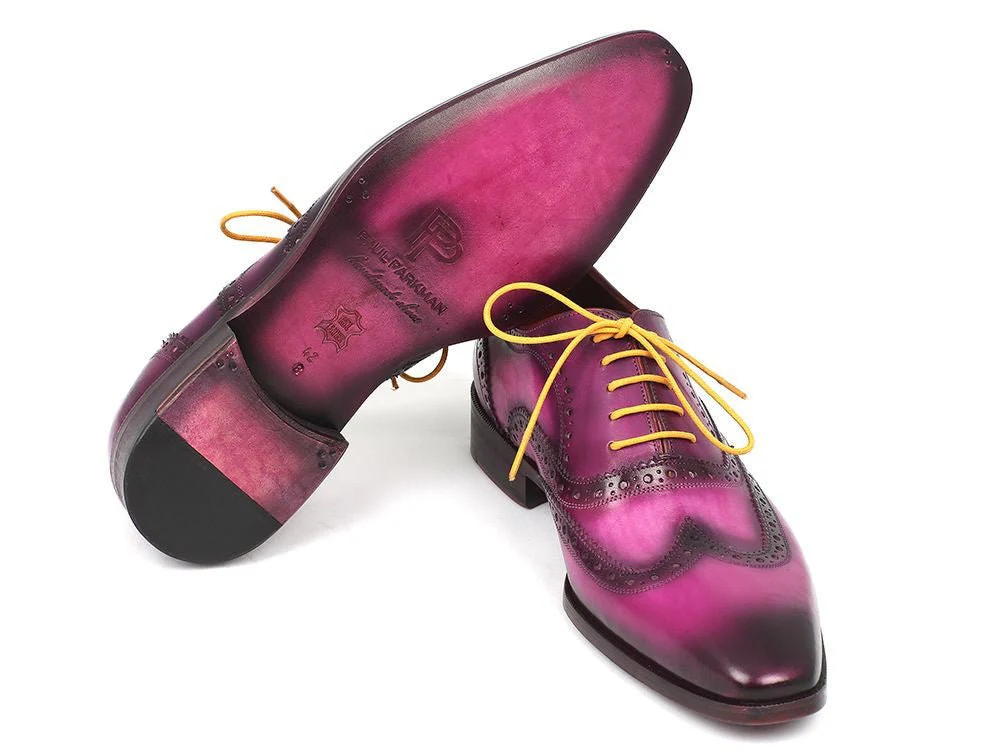 Paul Parkman Men's Hand-Painted Leather Wingtip Oxfords in Lilac - Image 2