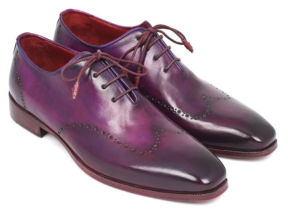 Paul Parkman Men's Hand-Painted Leather Wingtip Oxfords in Purple