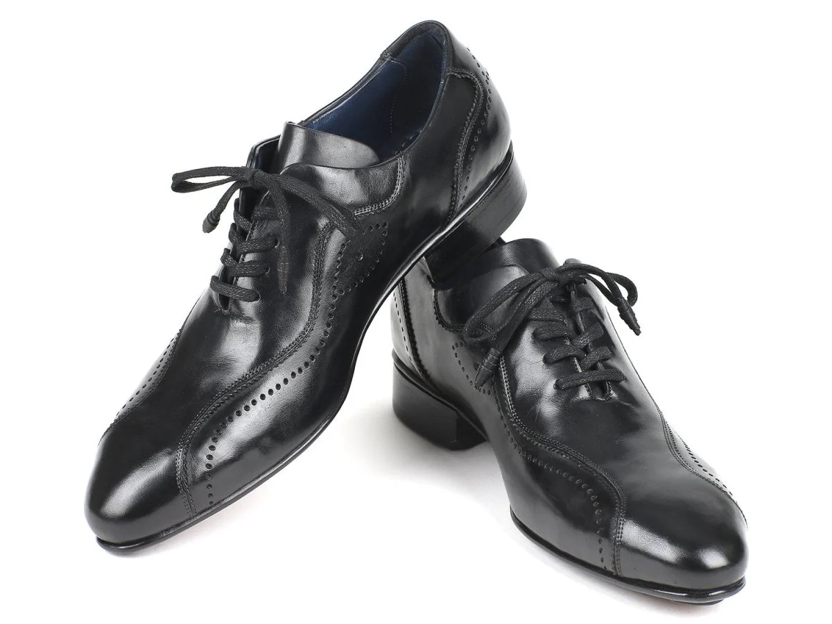 Paul Parkman Men's Handmade Lace-Up Casual Shoes in Black - Image 4