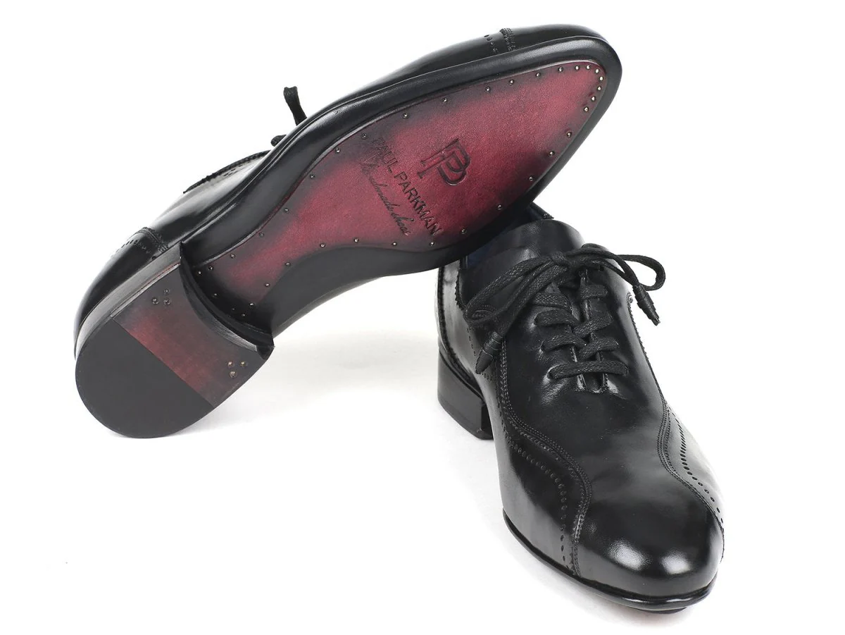 Paul Parkman Men's Handmade Lace-Up Casual Shoes in Black - Image 5