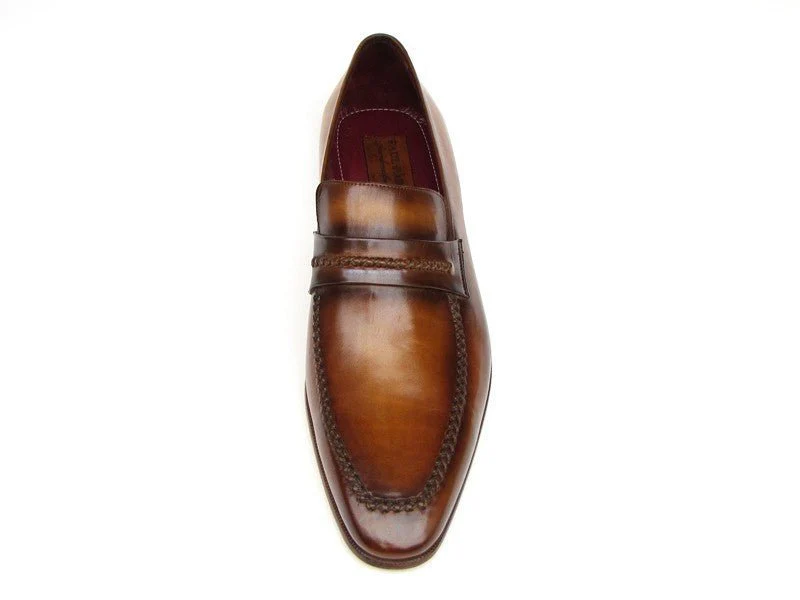 Paul Parkman Men's Handmade Leather Loafers in Brown - Image 4