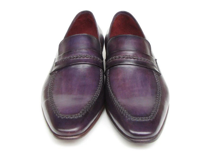 Paul Parkman Men's Handmade Leather Loafers in Purple - Image 2