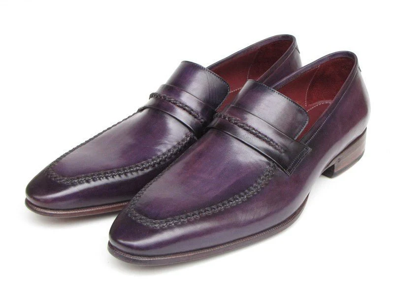 Paul Parkman Men's Handmade Leather Loafers in Purple - Image 3