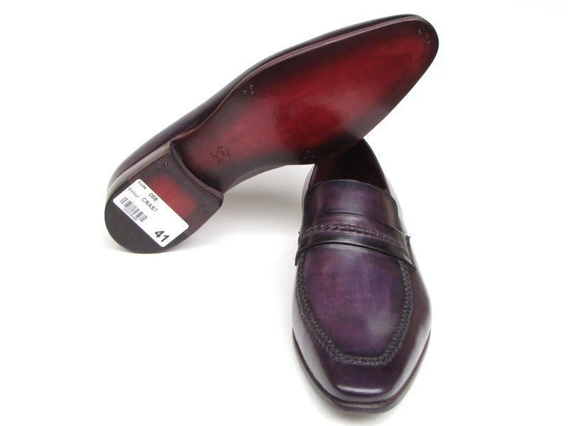 Paul Parkman Men's Handmade Leather Loafers in Purple - Image 5