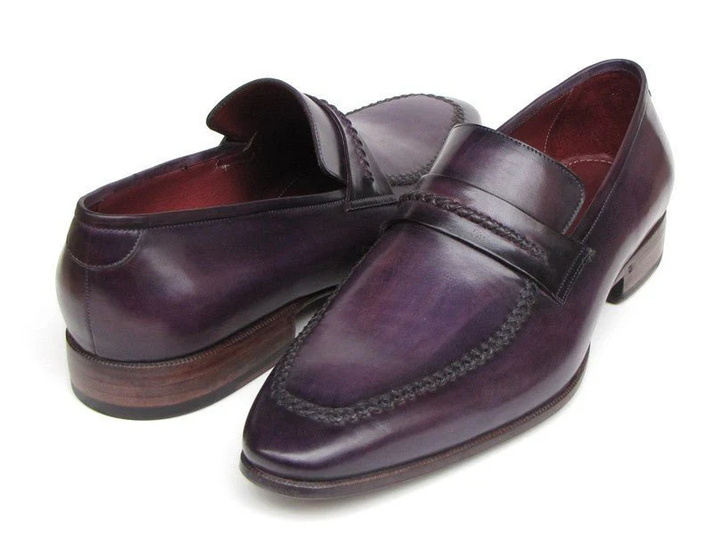 Paul Parkman Men's Handmade Leather Loafers in Purple - Image 6