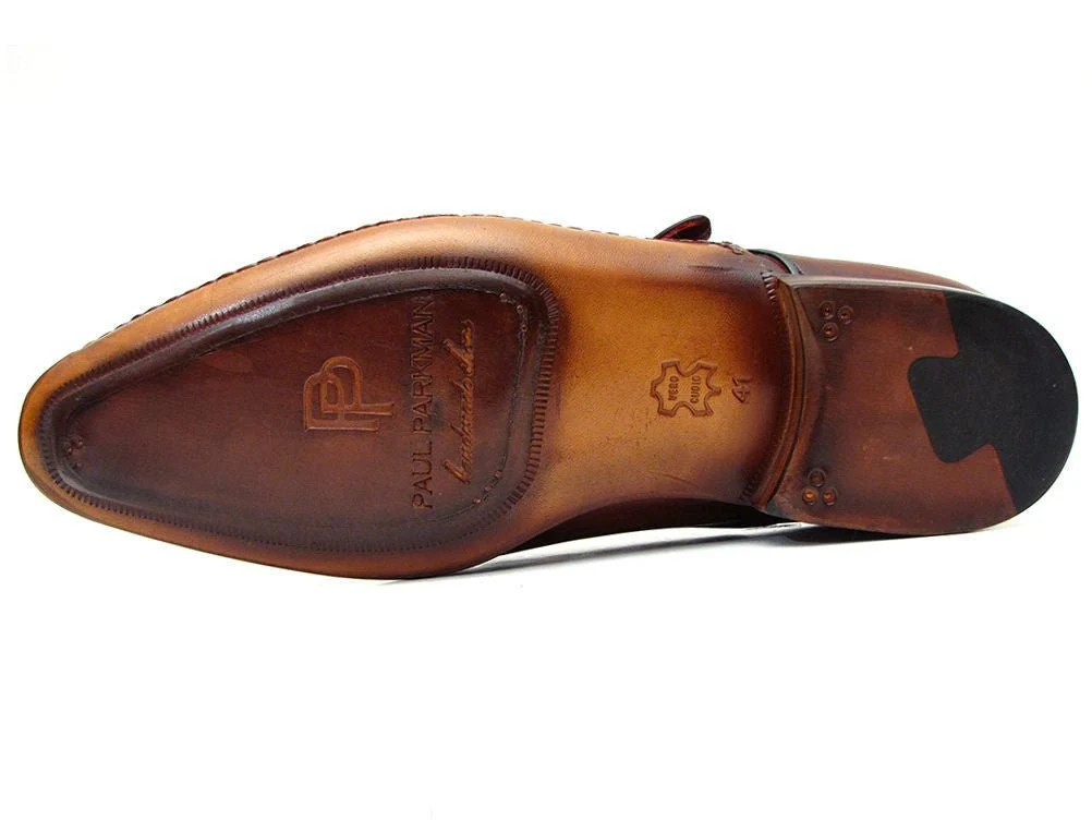 Paul Parkman Men's Handmade Leather Single Monkstraps in Brown - Image 3