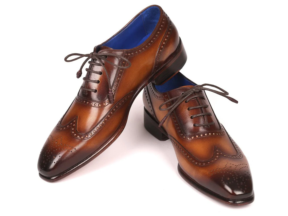 Paul Parkman Men's Handmade Wingtip Oxfords Brown (ID#711W03) - Image 4