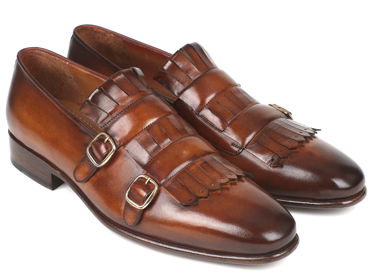Paul Parkman Men's Kiltie Double Monkstraps in Brown