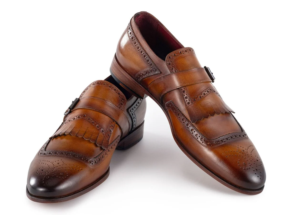 Paul Parkman Men's Kiltie Monkstrap Shoes Brown Leather (ID#12BR95) - Image 5