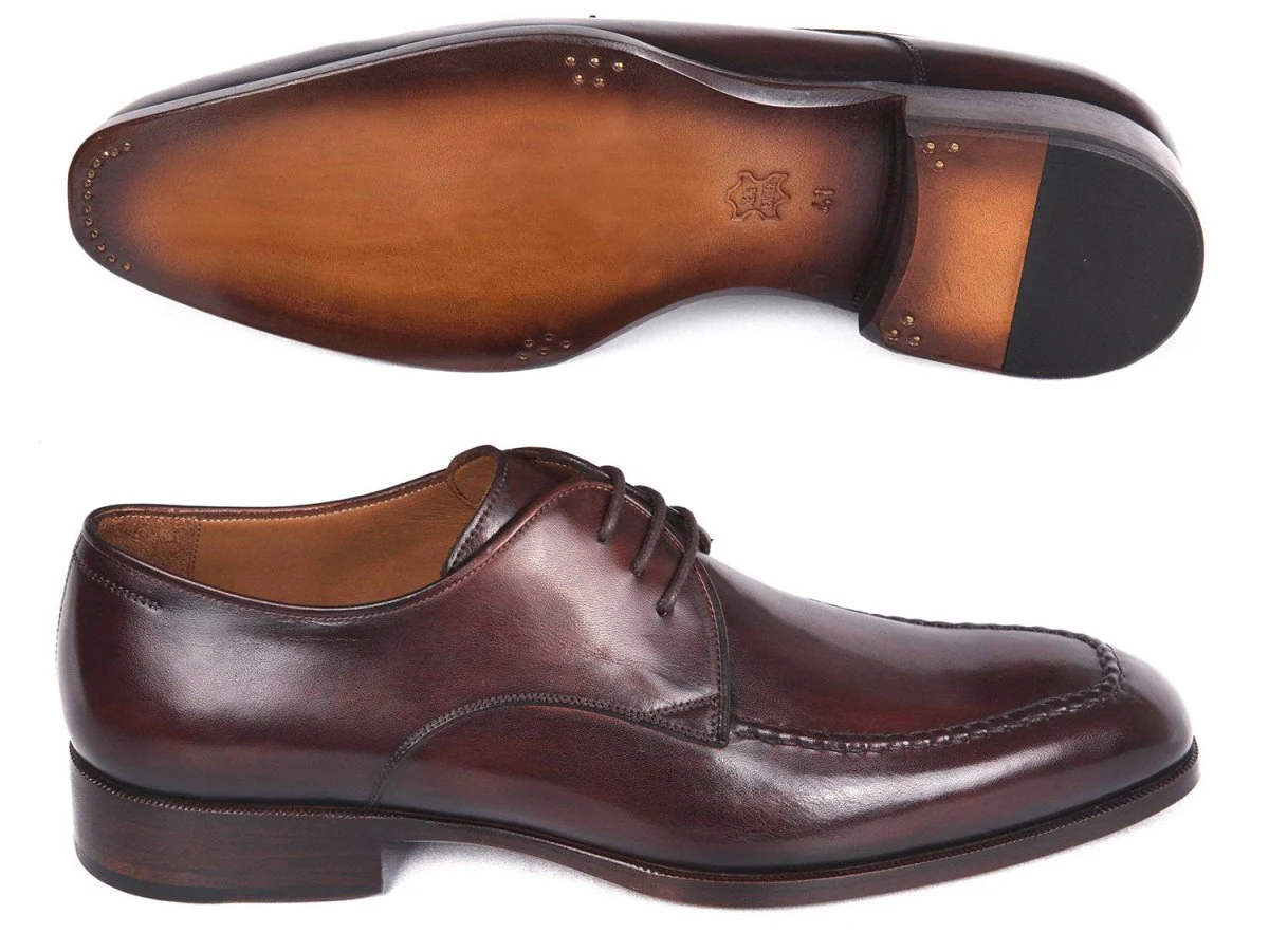Paul Parkman Men's Leather Apron Derby Shoes in Brown and Bordeaux - Image 2