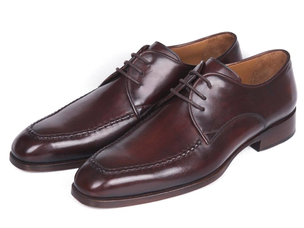 Paul Parkman Men's Leather Apron Derby Shoes in Brown and Bordeaux - Image 3