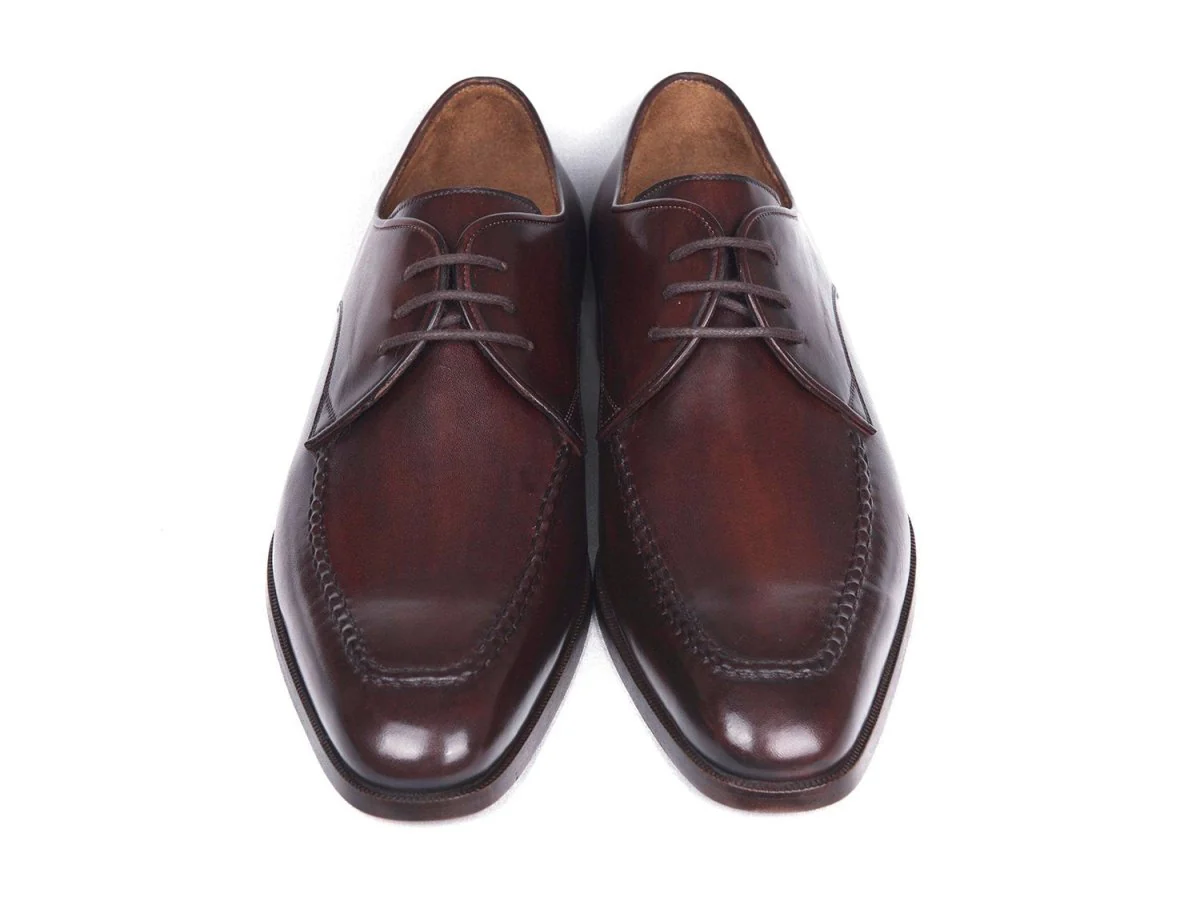 Paul Parkman Men's Leather Apron Derby Shoes in Brown and Bordeaux - Image 4