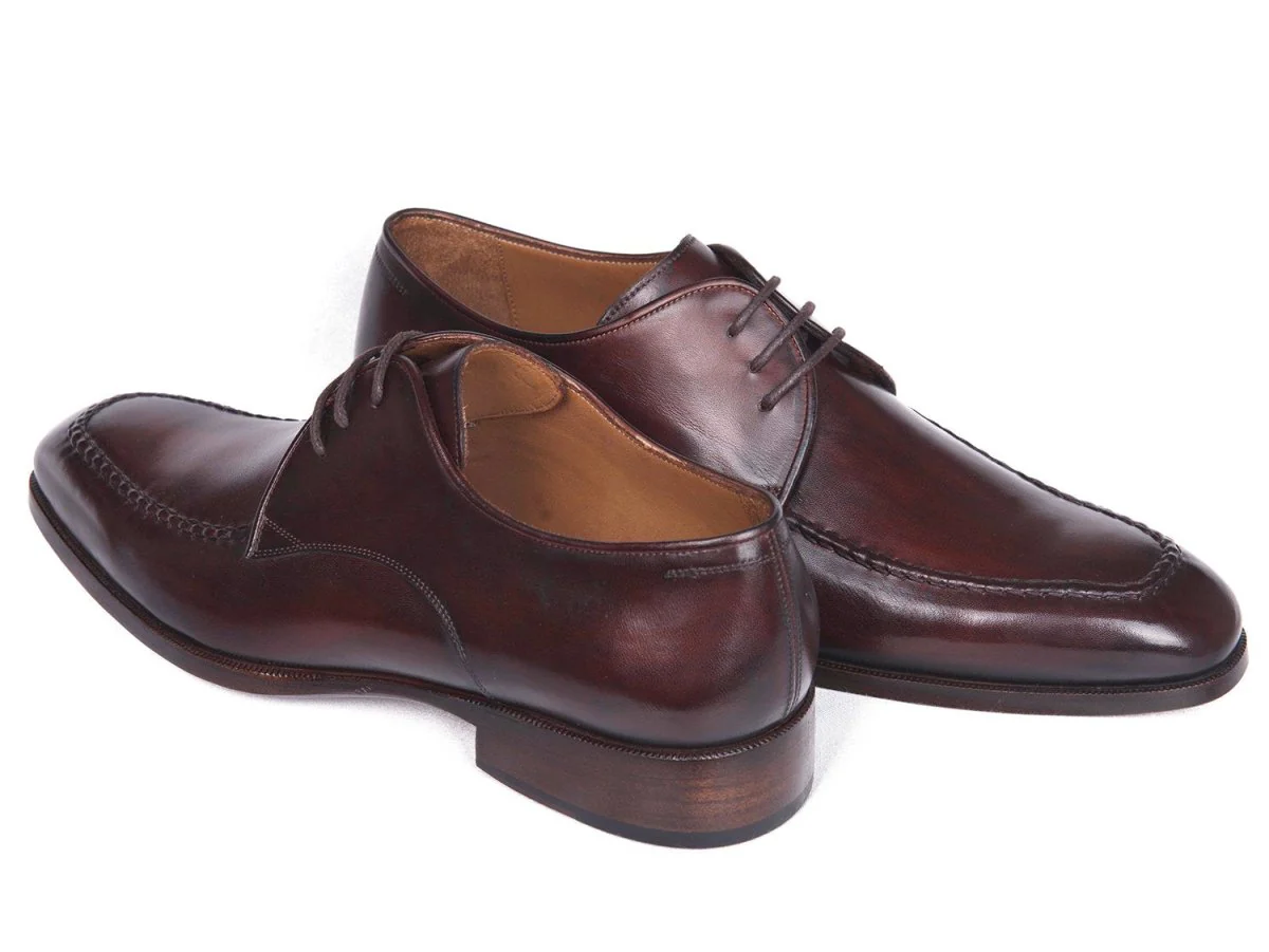 Paul Parkman Men's Leather Apron Derby Shoes in Brown and Bordeaux - Image 5