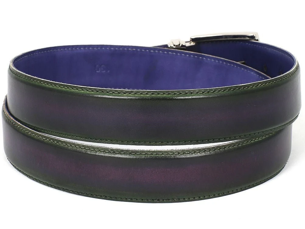 Paul Parkman Men's Leather Belt Dual Tone Green and Purple (ID#B01-GRN-RP) - Image 2