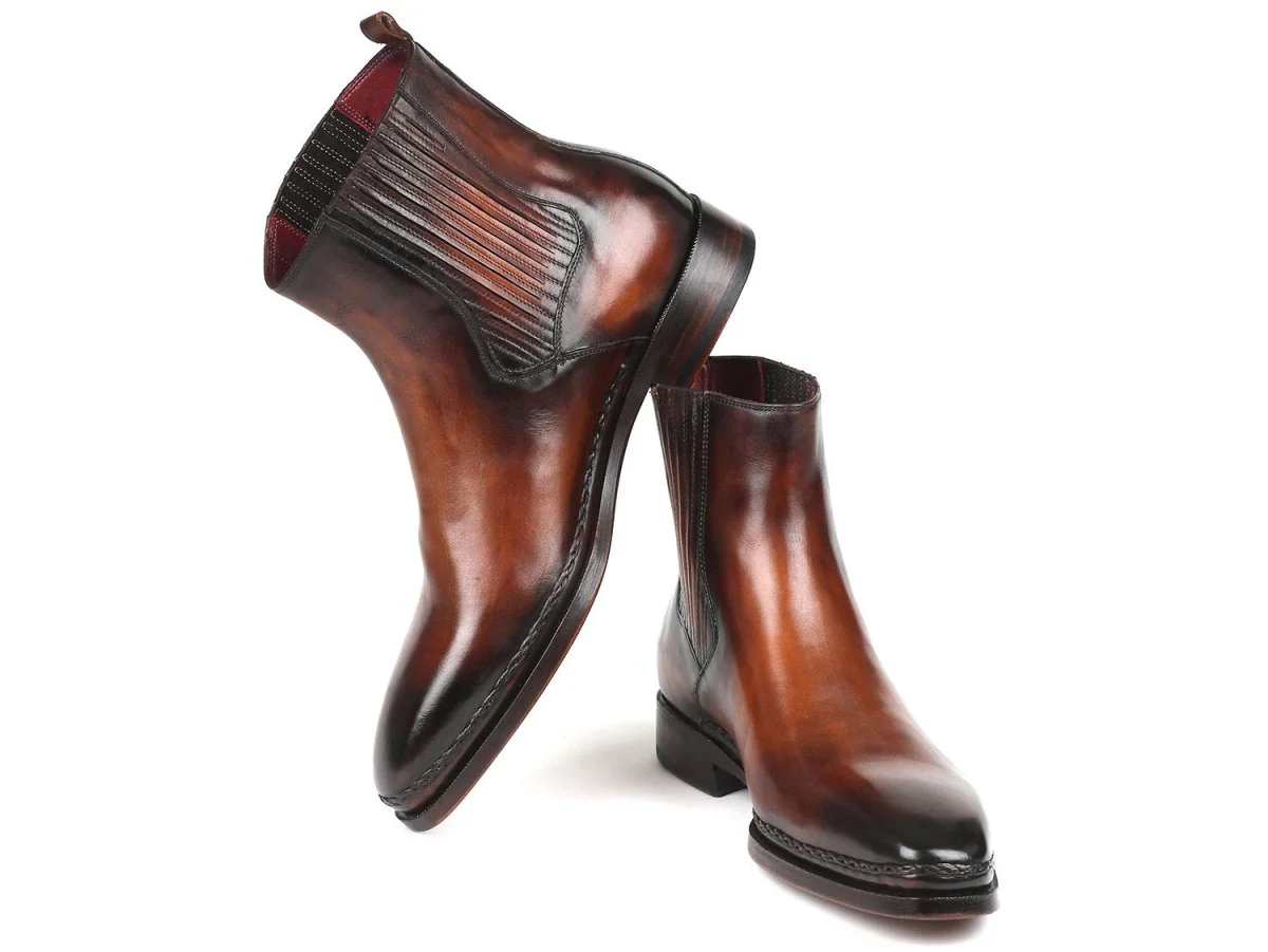 Paul Parkman Men's Leather Chelsea Boots in Brown Burnished - Image 4
