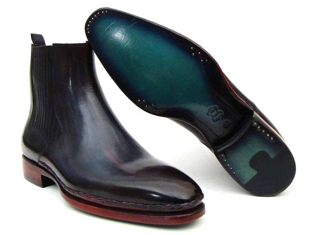 Paul Parkman Men's Leather Chelsea Boots in Navy and Bordeaux - Image 2