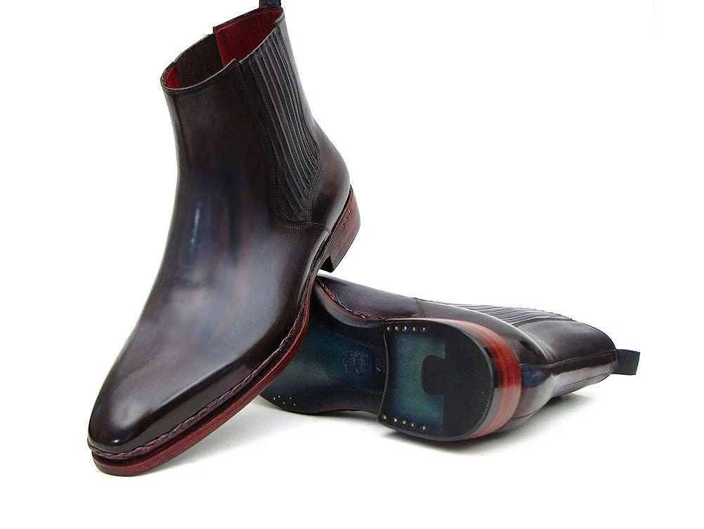 Paul Parkman Men's Leather Chelsea Boots in Navy and Bordeaux - Image 3