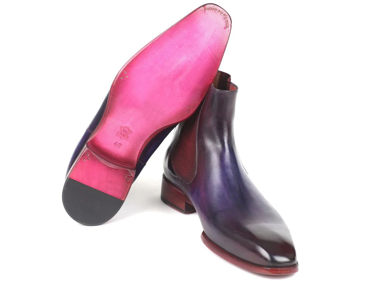 Paul Parkman Men's Leather Chelsea Boots in Navy and Purple - Image 3