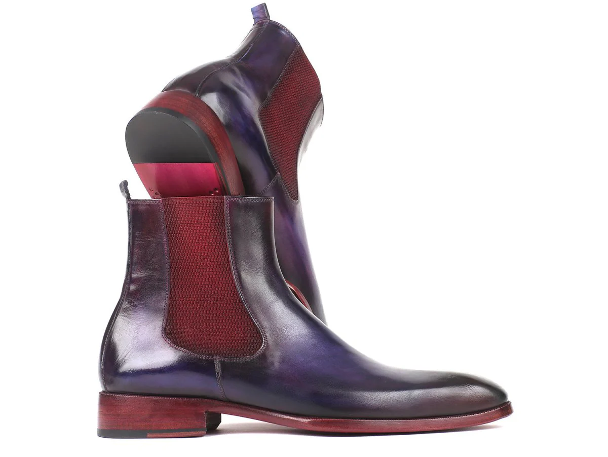 Paul Parkman Men's Leather Chelsea Boots in Navy and Purple - Image 6