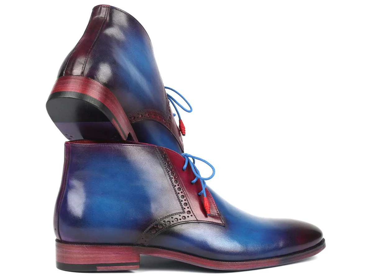 Paul Parkman Men's Leather Chukka Boots in Blue and Purple - Image 3