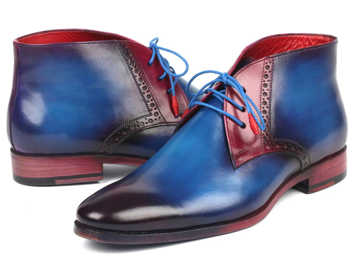 Paul Parkman Men's Leather Chukka Boots in Blue and Purple - Image 4