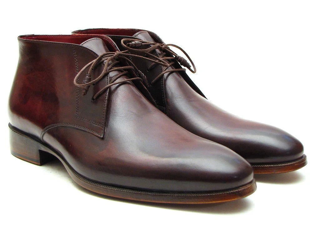 Paul Parkman Men's Leather Chukka Boots in Brown and Bordeaux