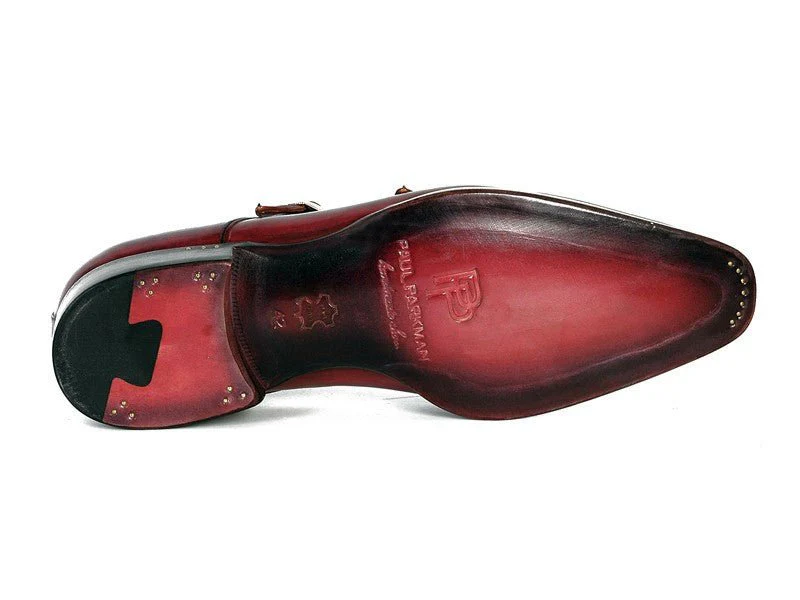 Paul Parkman Men's Leather Double Monkstraps in Black and Bordeaux - Image 2