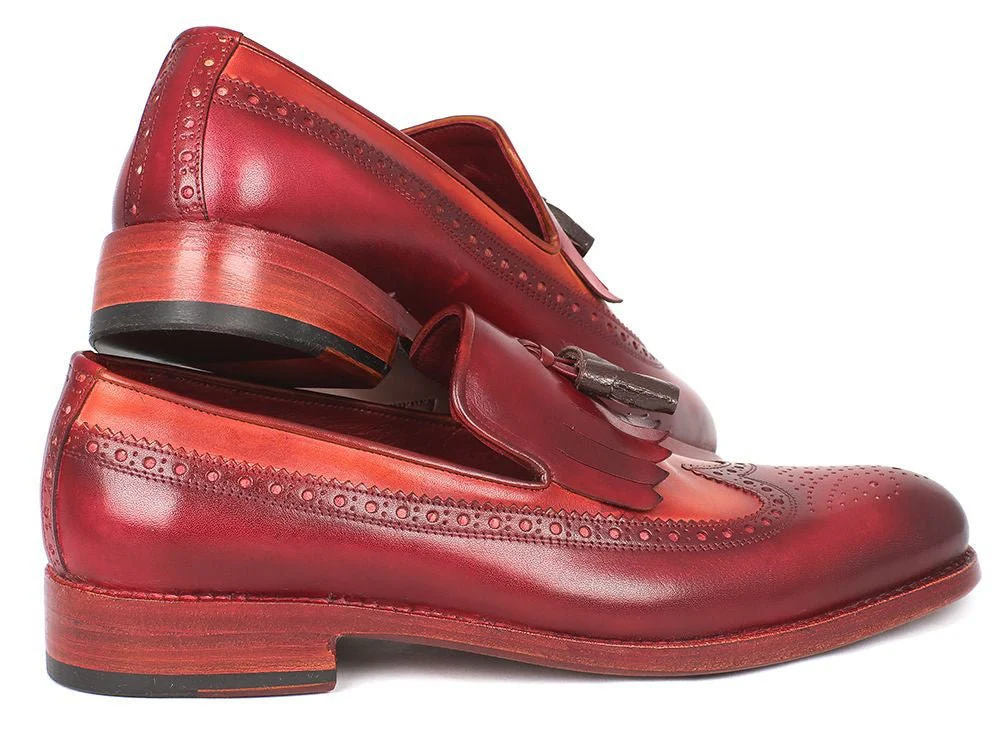 Paul Parkman Men's Leather Kiltie Tassel Loafers in Tobacco and Bordeaux - Image 4