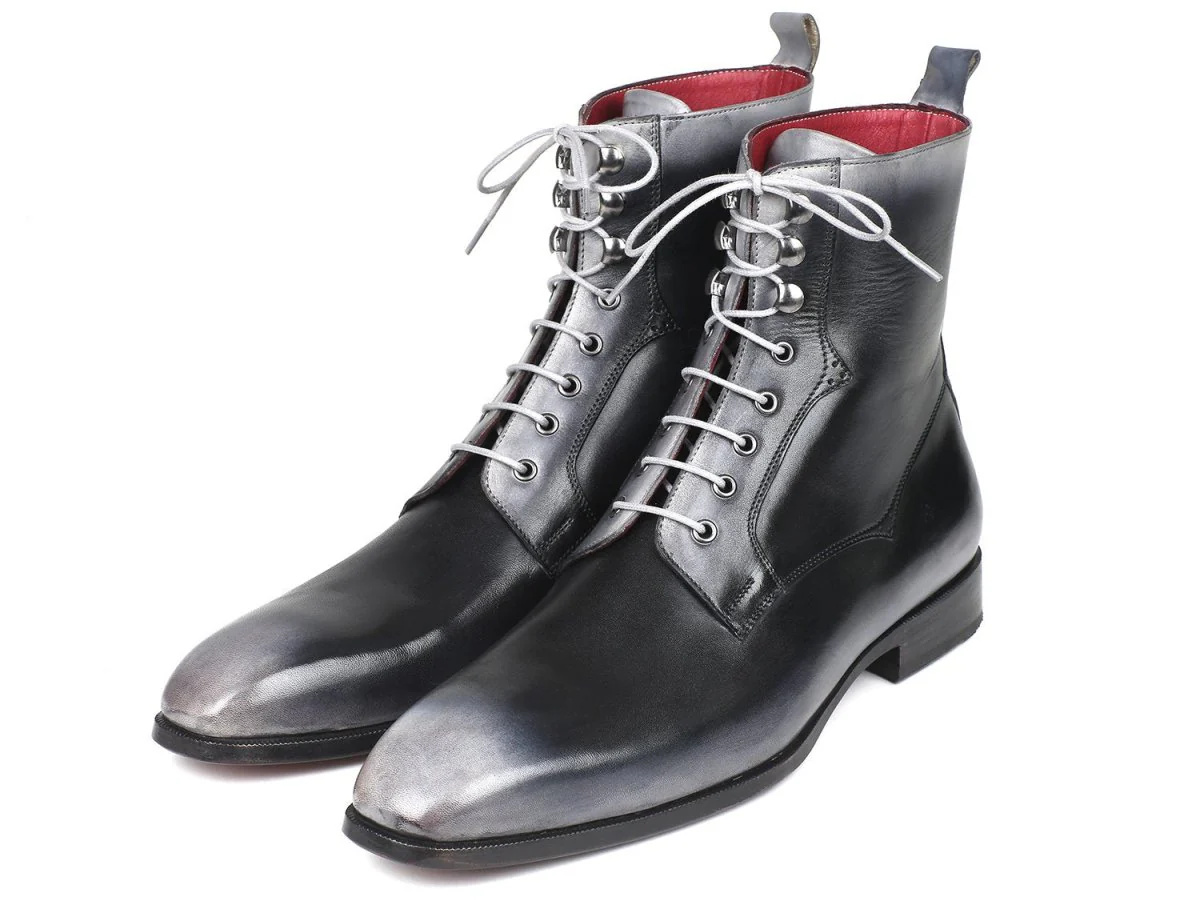 Paul Parkman Men's Leather Lace-Up Boots in Gray Burnished - Image 5