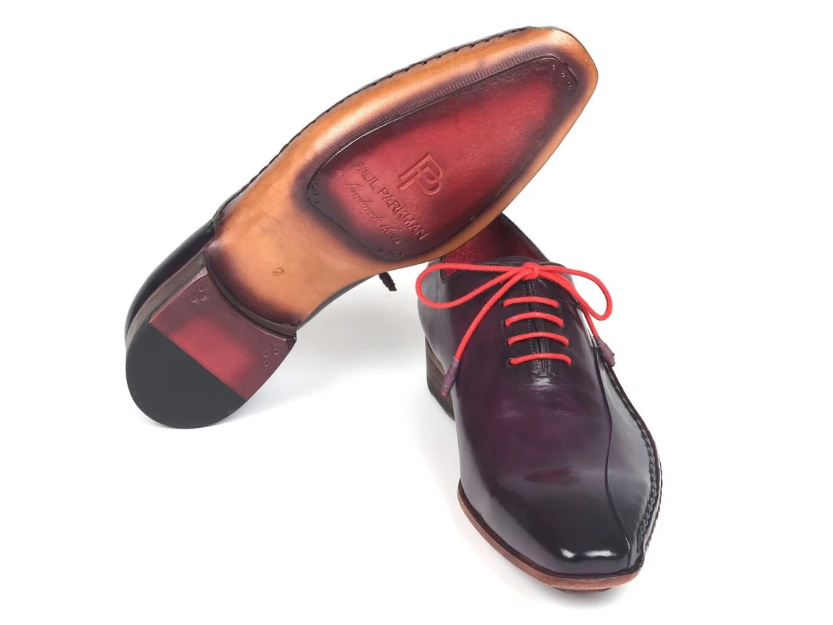 Paul Parkman Men's Leather Oxfords Side Hand-Sewn in Purple - Image 4