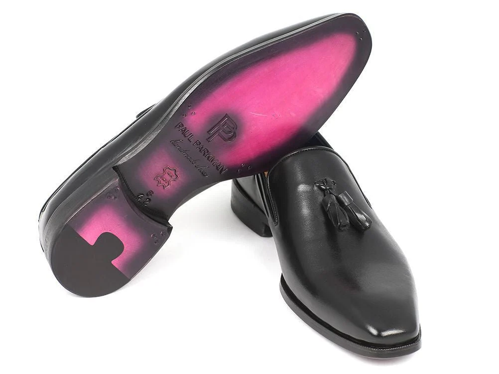 Paul Parkman Men's Leather Tassel Loafers in Black - Image 2