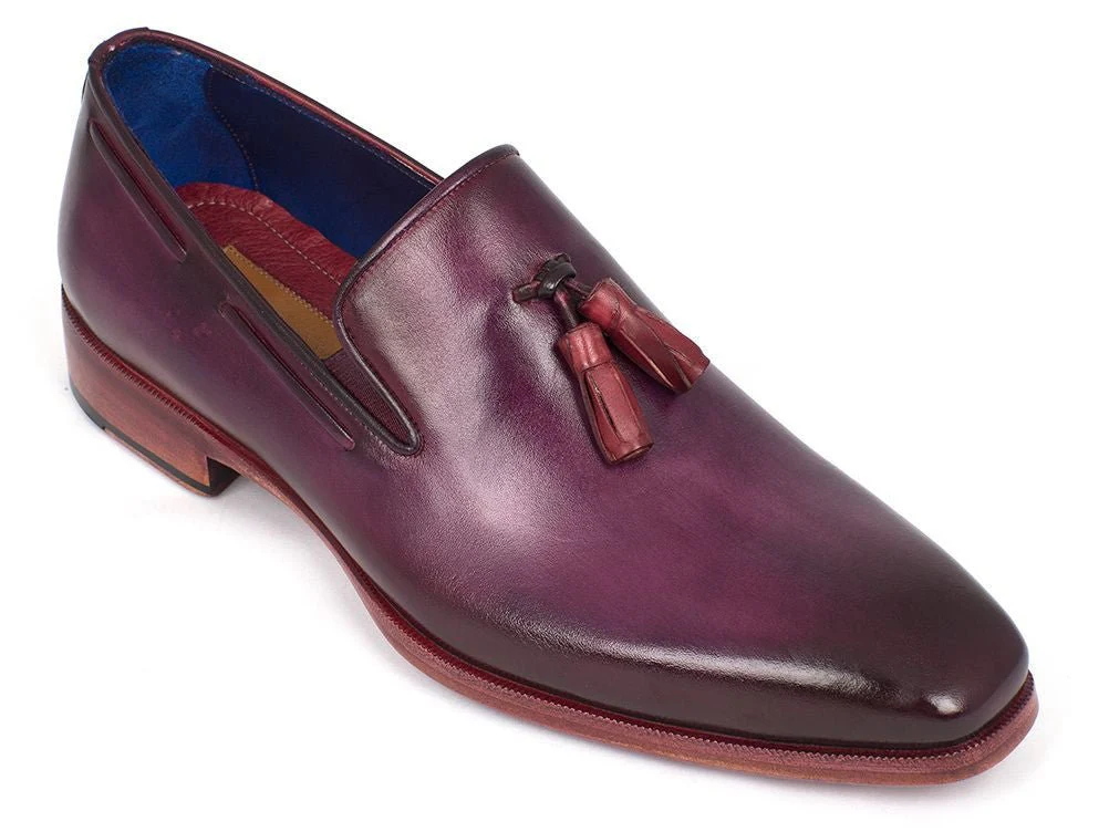 Paul Parkman Men's Leather Tassel Loafers in Purple - Image 3