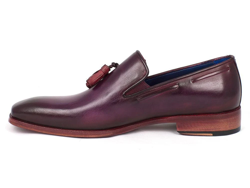 Paul Parkman Men's Leather Tassel Loafers in Purple - Image 5