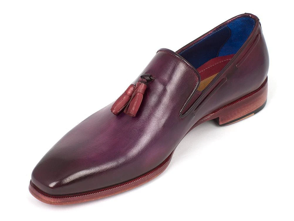Paul Parkman Men's Leather Tassel Loafers in Purple - Image 6