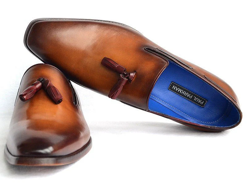Paul Parkman Men's Leather Tassel Loafers in Walnut - Image 6