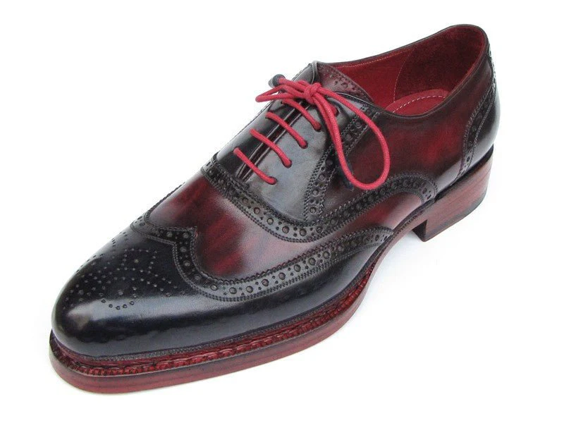 Paul Parkman Men's Leather Wingtip Brogues in Navy and Red - Image 5