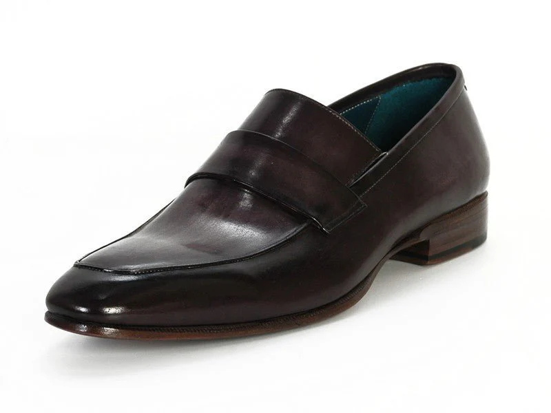 Paul Parkman Men's Loafer Black and Gray Hand-Painted Leather Upper with Leather Sole (ID#093-GRAY) - Image 2