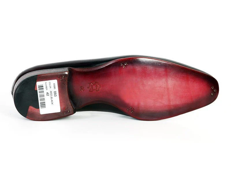 Paul Parkman Men's Loafer Purple and Black Hand-Painted Leather Upper with Leather Sole (ID#093-RP-BLK) - Image 3
