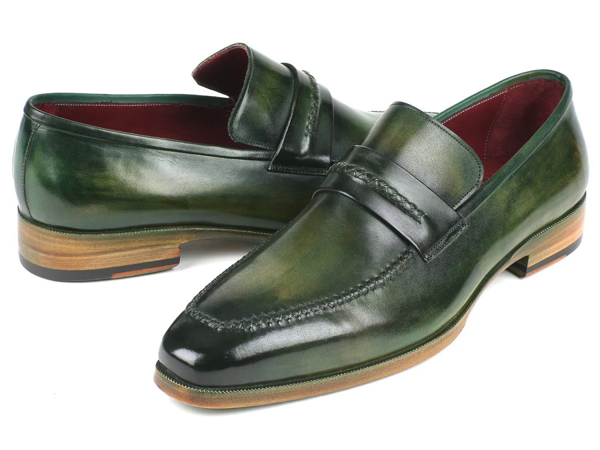 Paul Parkman Men's Loafer Shoes Green (ID#068-GRN) - Image 2