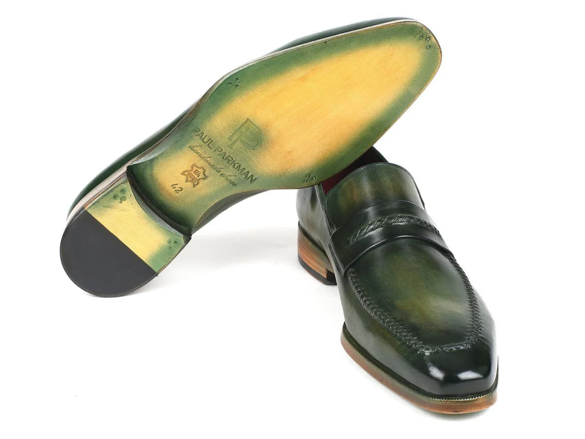 Paul Parkman Men's Loafer Shoes Green (ID#068-GRN) - Image 6