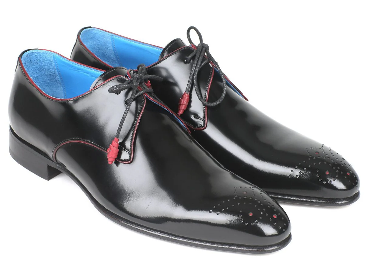 Paul Parkman Men's Medallion Toe Derby Shoes in Black